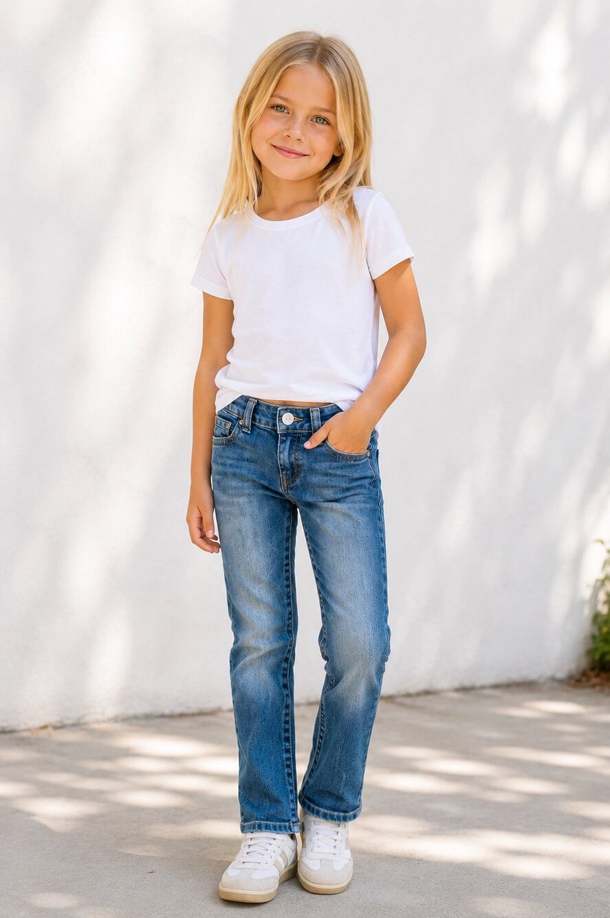 True Religion Casey Girls Jeans Size:  7 Blue Stretch Straight Leg Denim Pants